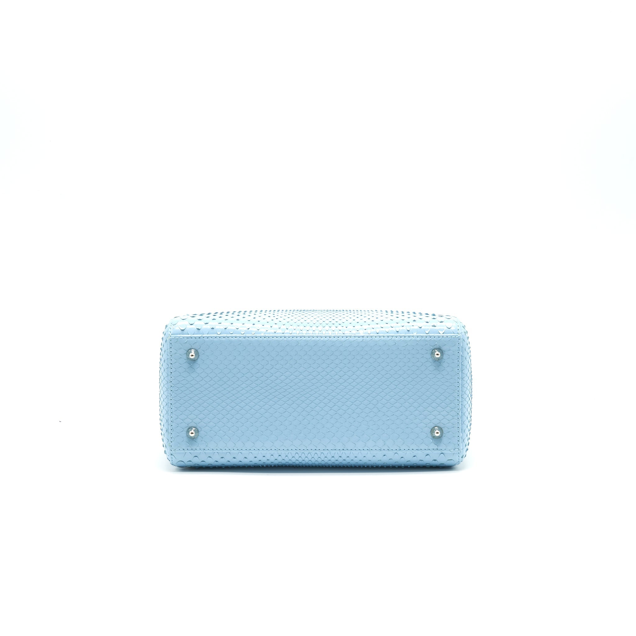 CHRISTIAN DIOR PYTHON MEDIUM LADY DIOR BAG SKYBLUE SHW WITH SMALL SCARF