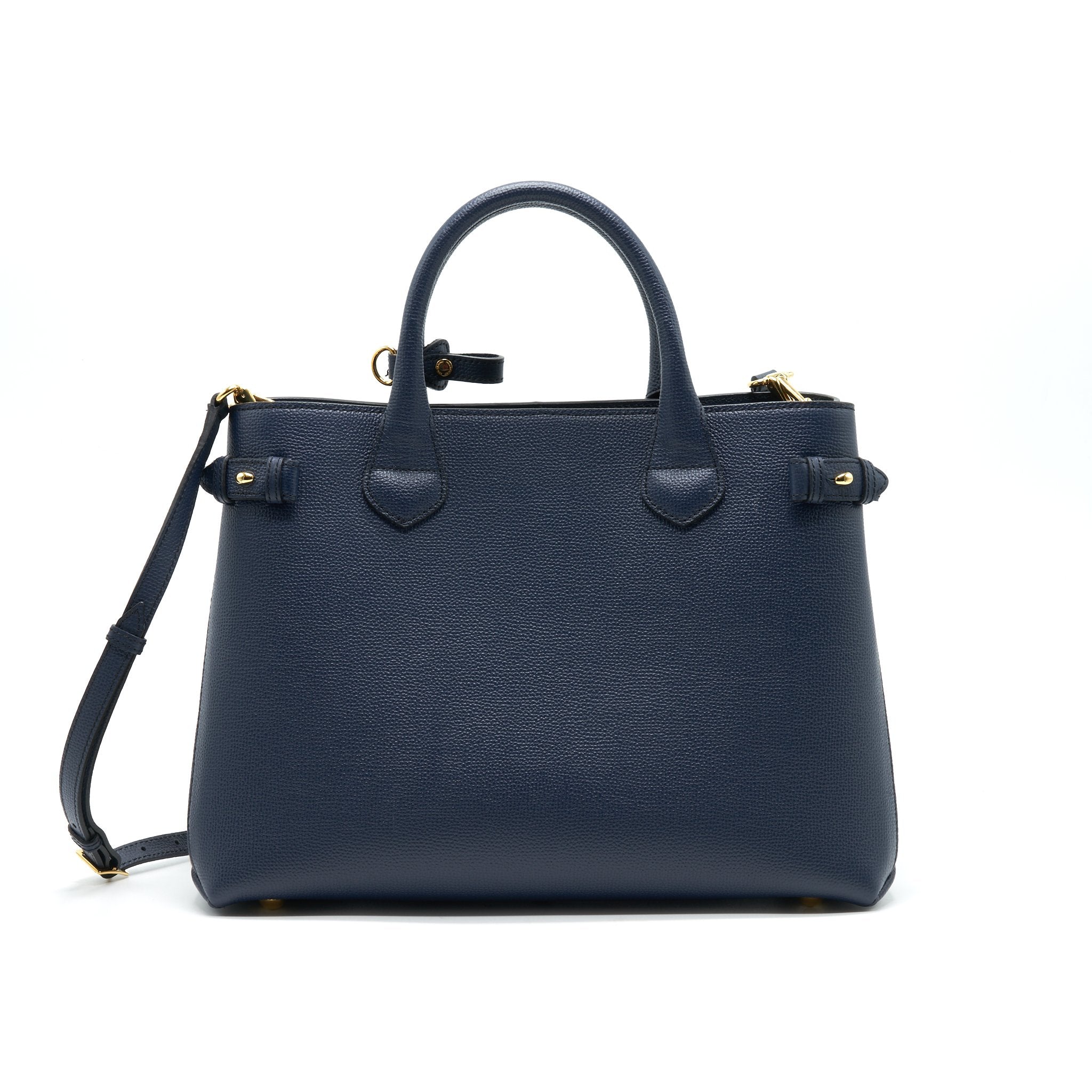 BURBERRY LEATHER/ CANVAS TOTE BAG NAVY GHW