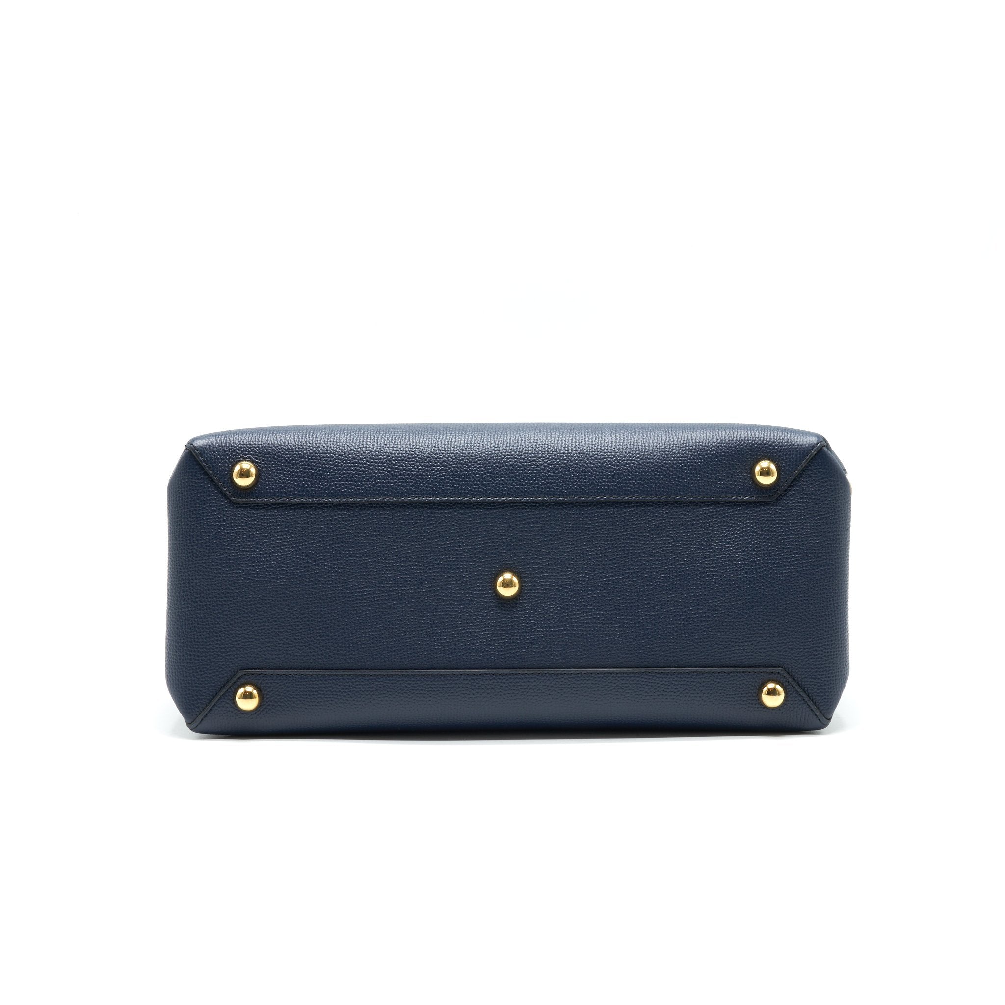 BURBERRY LEATHER/ CANVAS TOTE BAG NAVY GHW