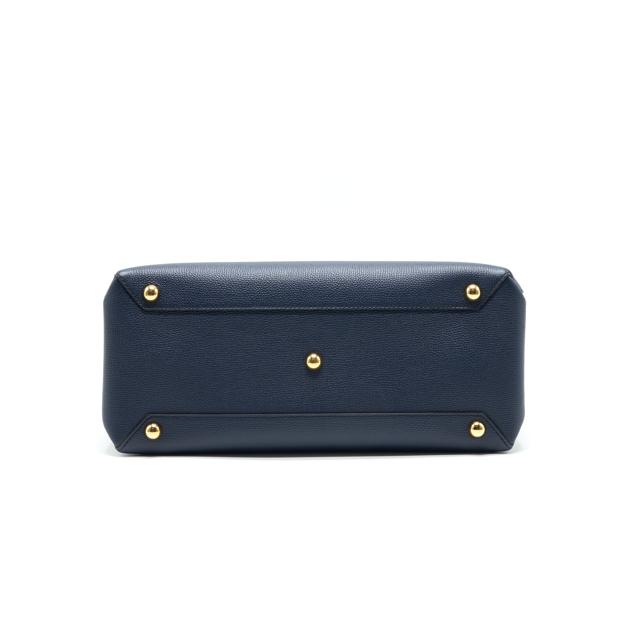 BURBERRY LEATHER/ CANVAS TOTE BAG NAVY