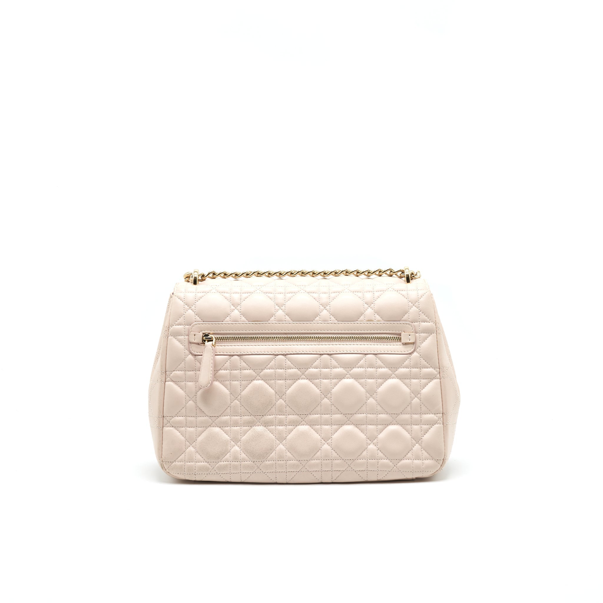 CHRISTIAN DIOR CANNAGE LEATHER MISS DIOR FLAP BAG IN LIGHT PINK LGHW