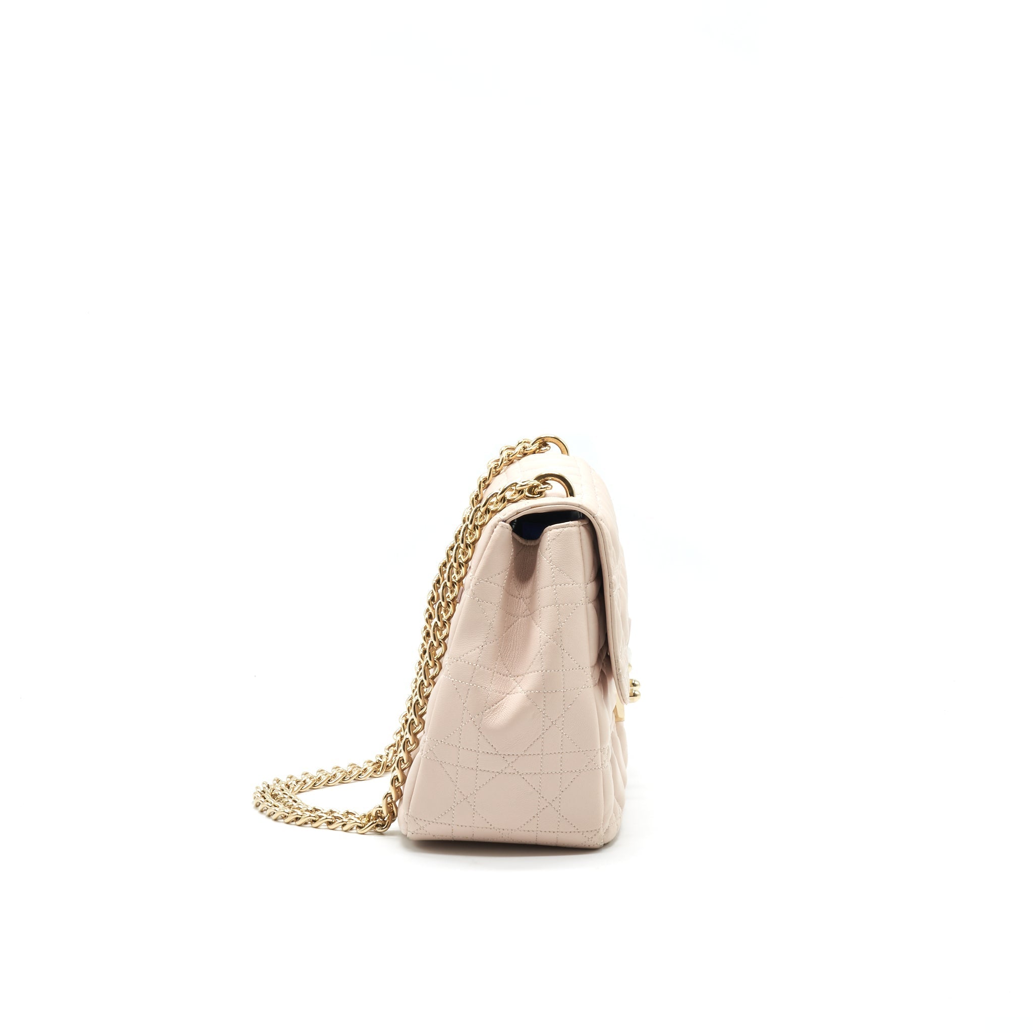 CHRISTIAN DIOR CANNAGE LEATHER MISS DIOR FLAP BAG IN LIGHT PINK LGHW