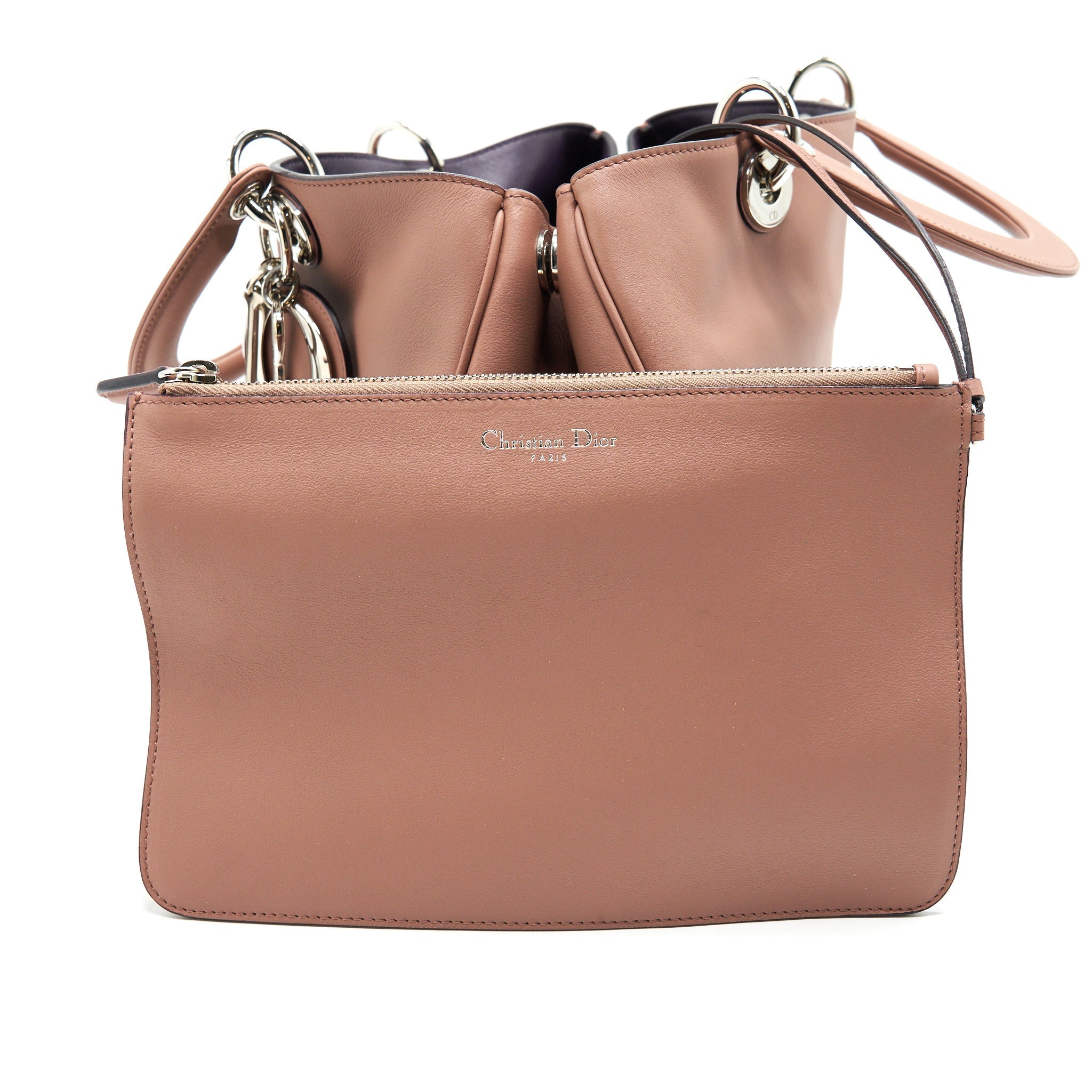 CHRISTIAN DIOR SMALL DIORISSIMO BAG DUSTY PINK/ PURPLER WITH SHW