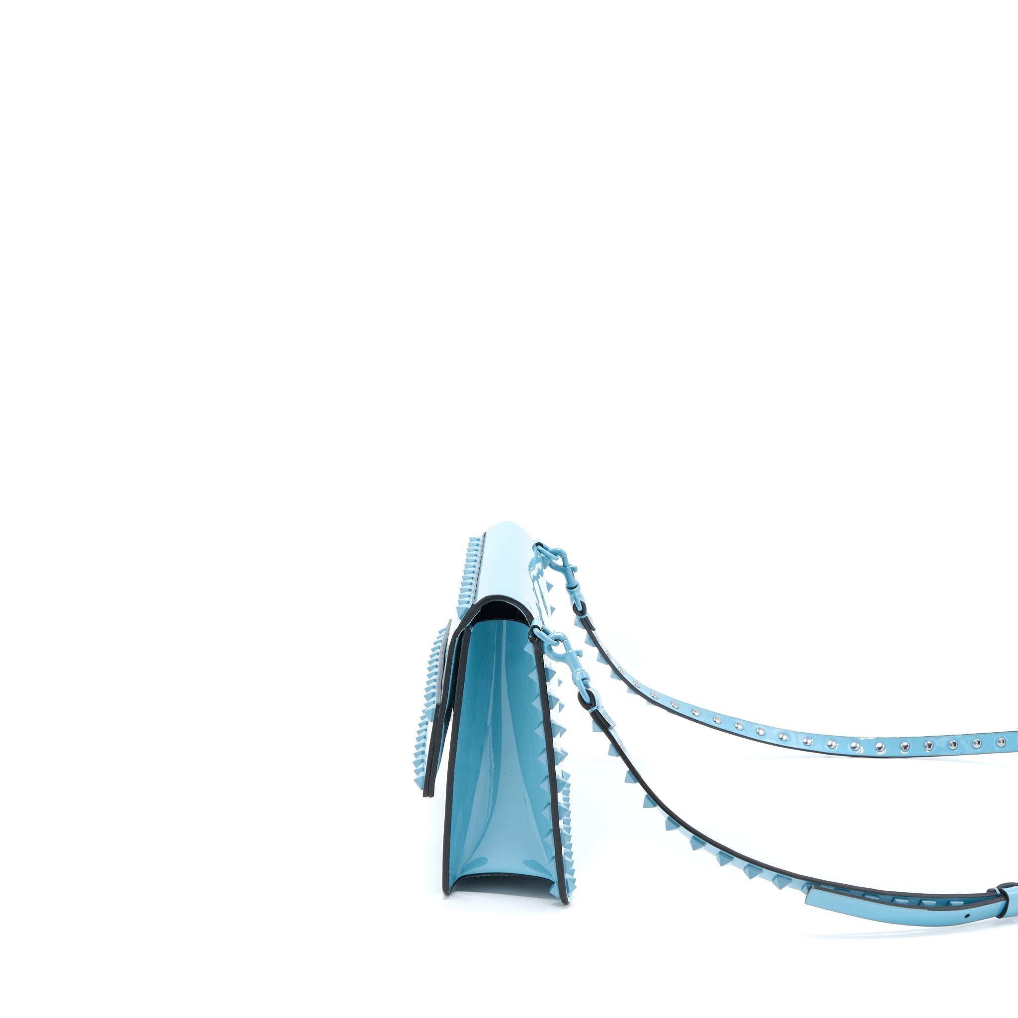 VALENTINO ROCKSTUD BAG PATENT BLUE WITH BLUE HARDWARE
