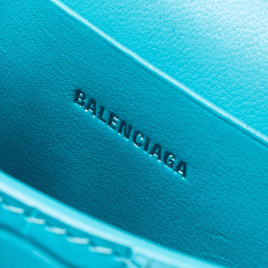BALENCIAGA MINI HOURGLASS EMBOSSED CALFSKIN BLUE SHW
