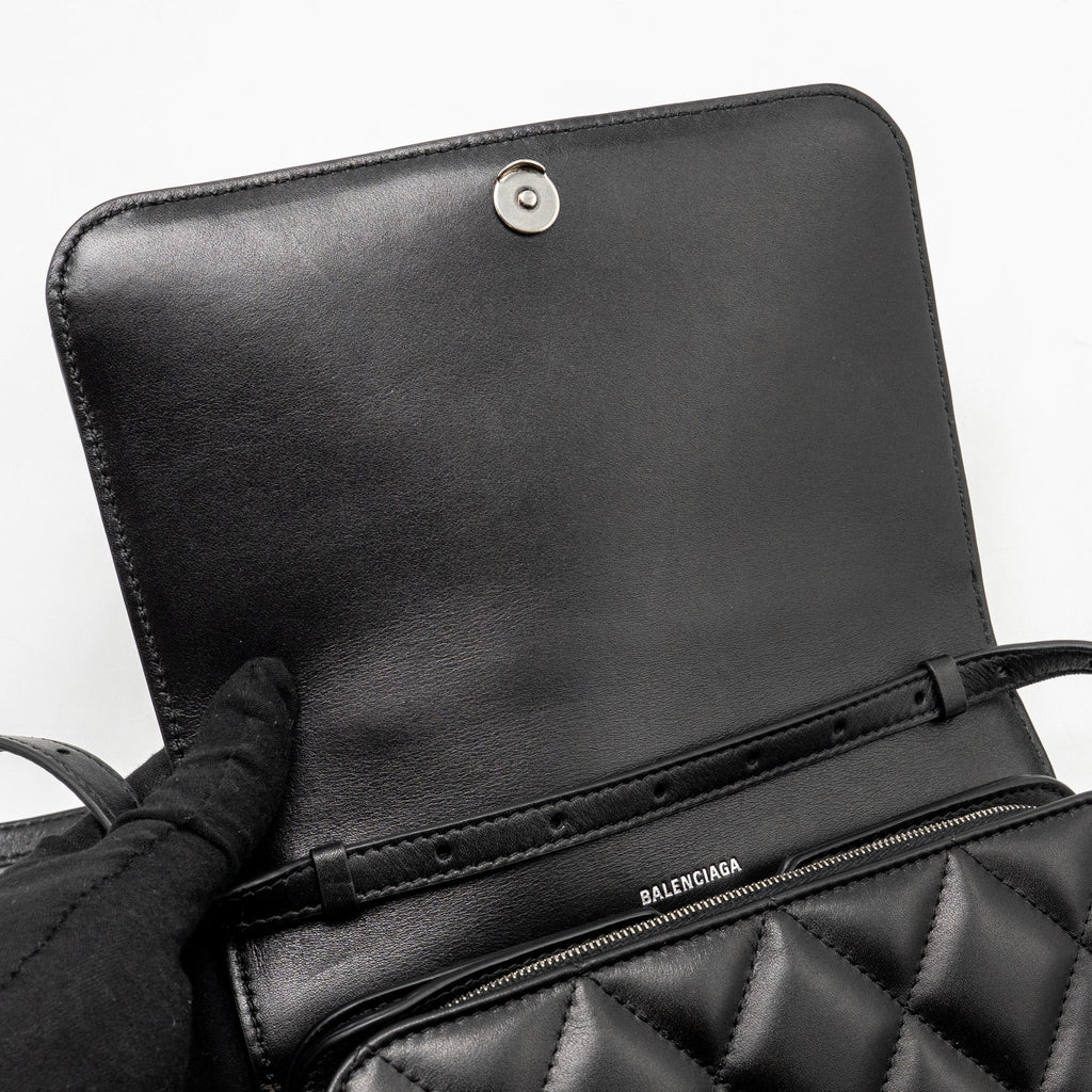 BALENCIAGA B. SHOULDER BAG QUILTED CALFSKIN BLACK RUTHENIUM HARDWARE
