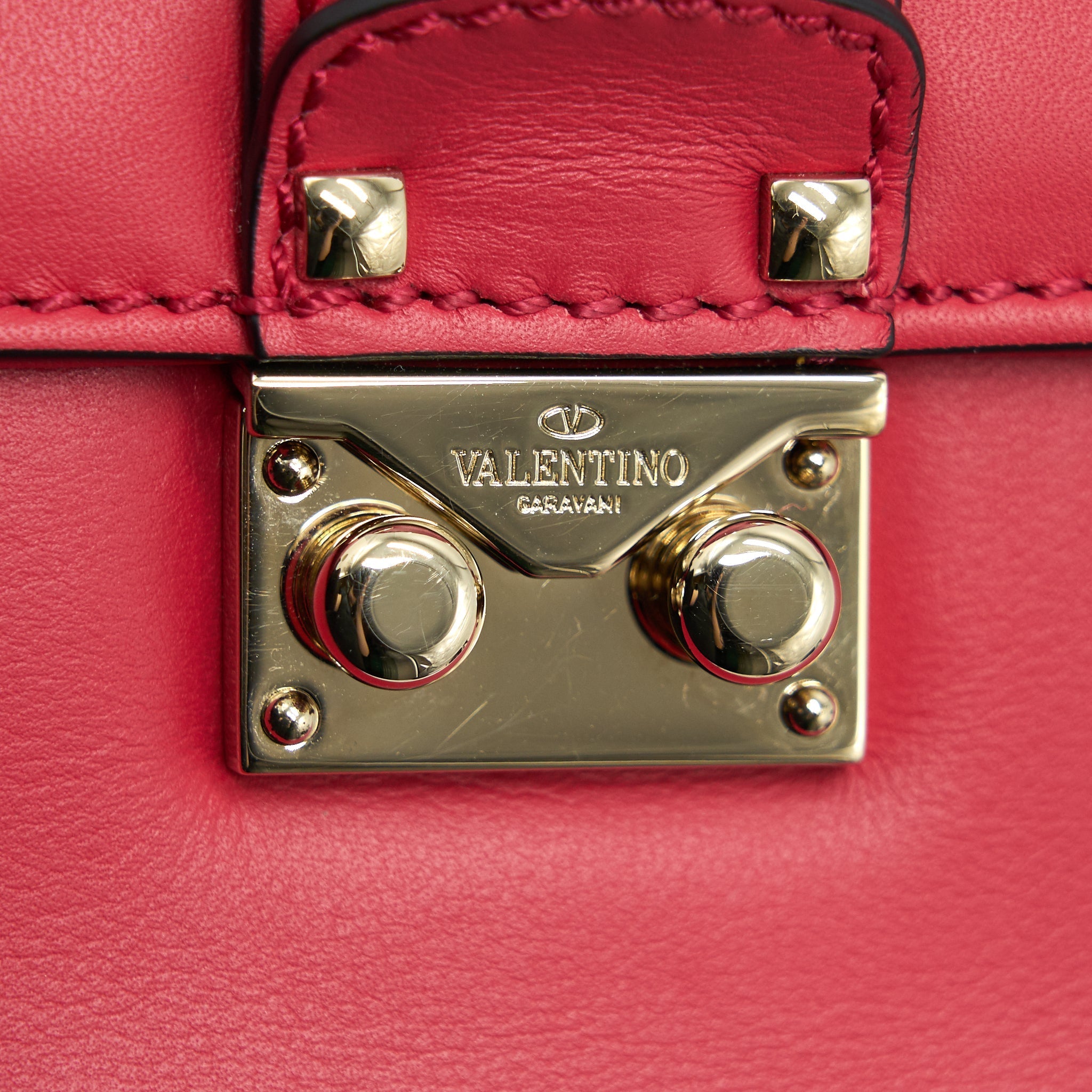 VALENTINO GARAVANI GLAM LOCK LEATHER CROSSBODY BAG RED
