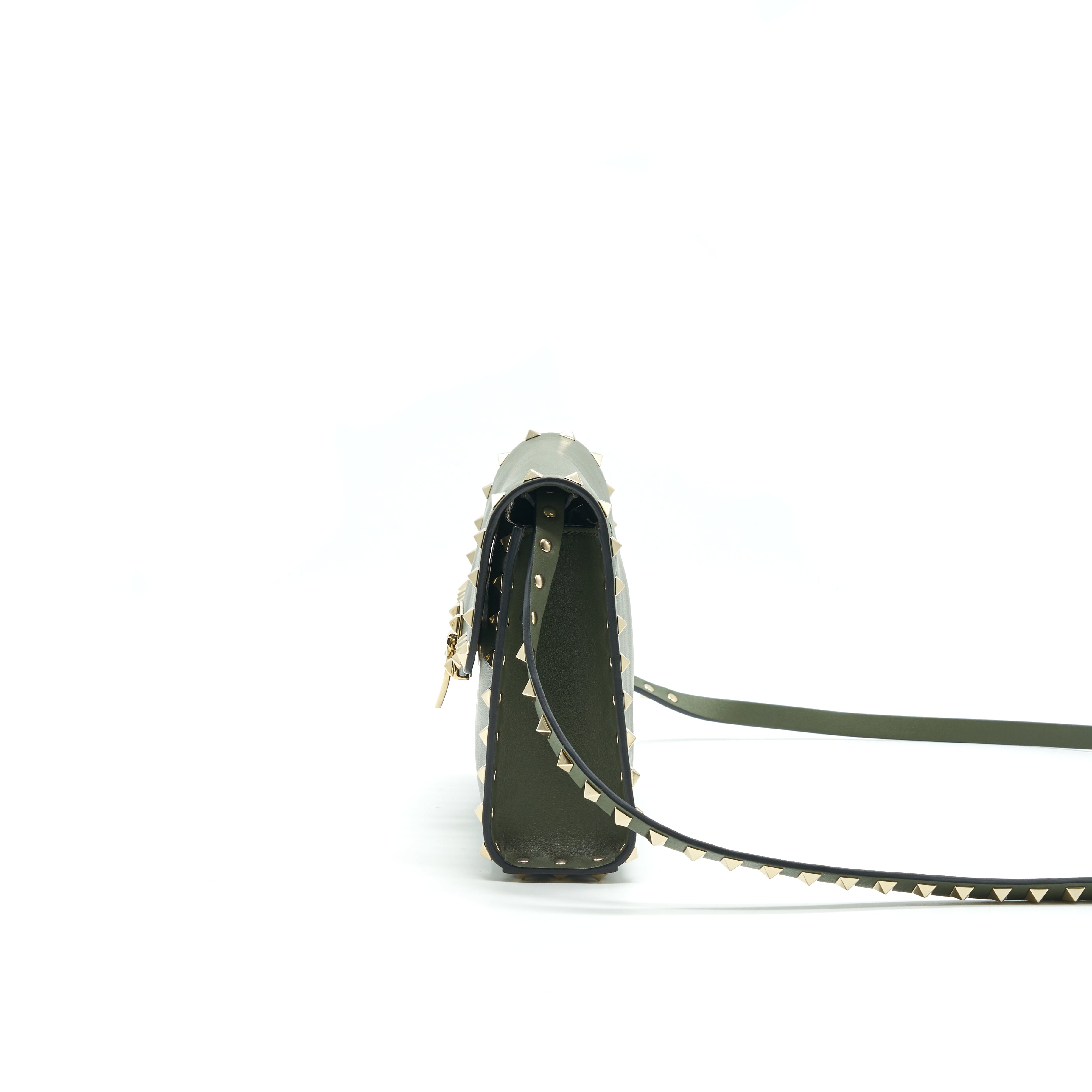 VALENTINO SMALL ROCKSTUD CALFSKIN CROSSBODY BAG KHAKI