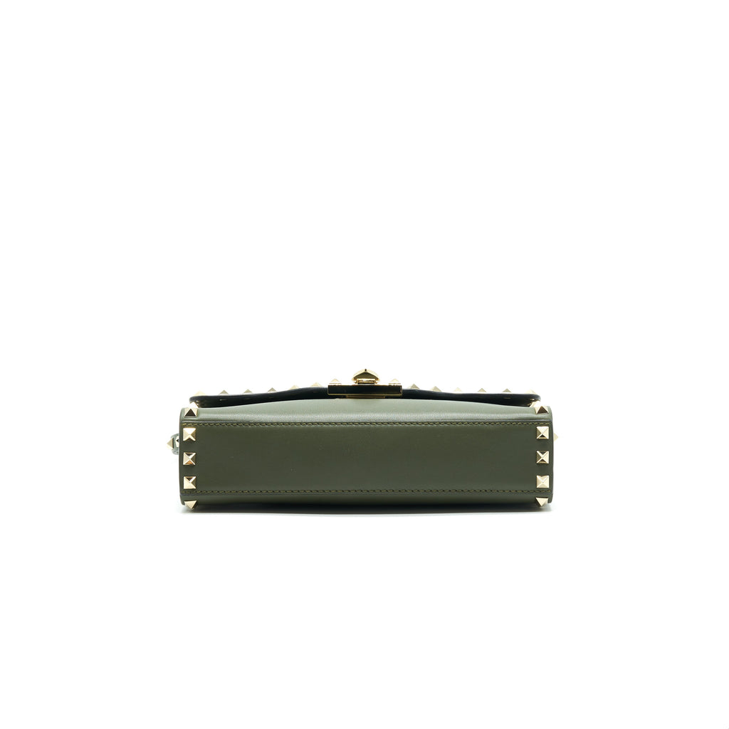 VALENTINO SMALL ROCKSTUD CALFSKIN CROSSBODY BAG KHAKI