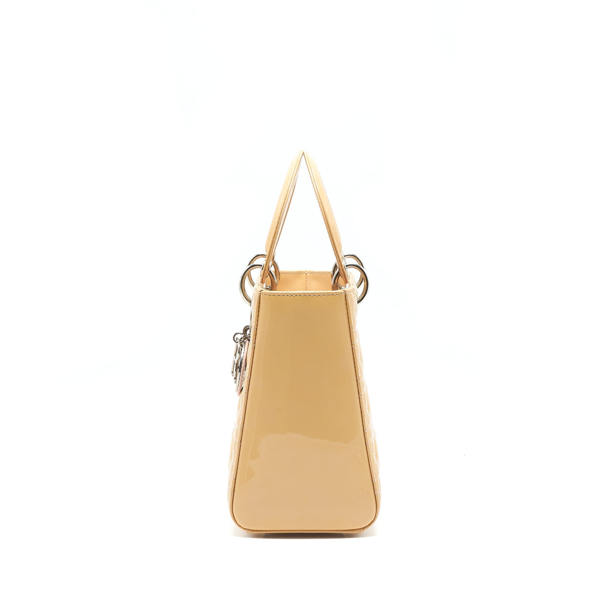 CHRISTIAN DIOR MEDIUM LADY DIOR PATENT LEATHER BEIGE WITH SHW