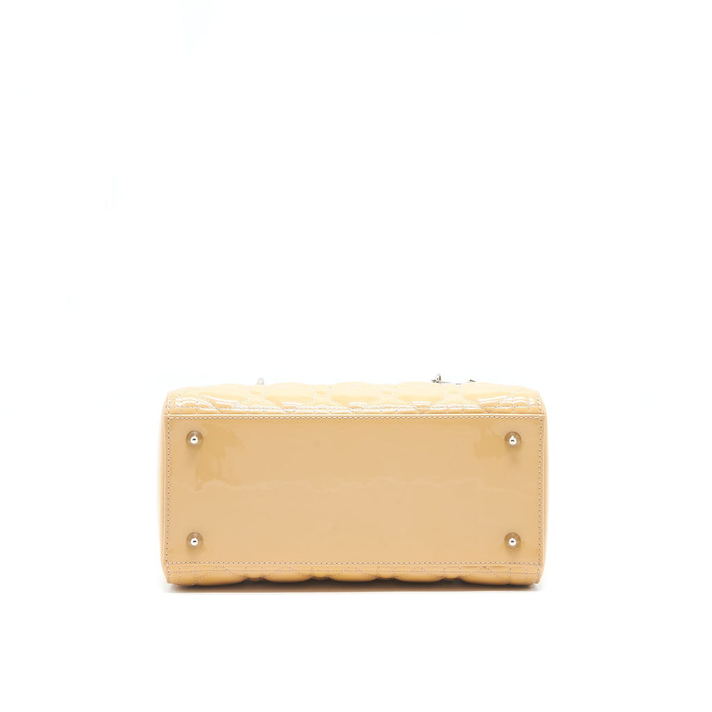 CHRISTIAN DIOR MEDIUM LADY DIOR PATENT LEATHER BEIGE WITH SHW