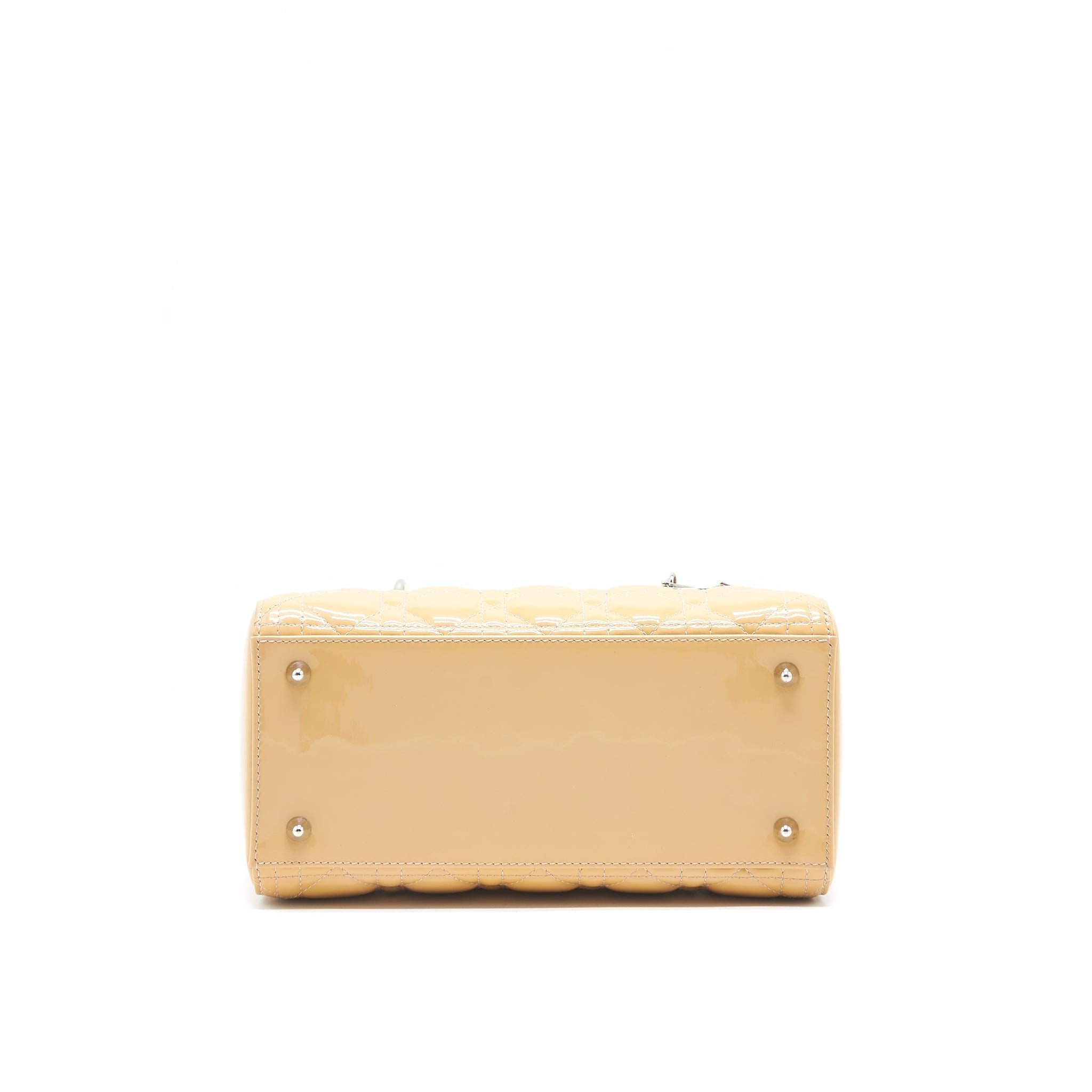 CHRISTIAN DIOR MEDIUM LADY DIOR PATENT LEATHER BEIGE WITH SHW