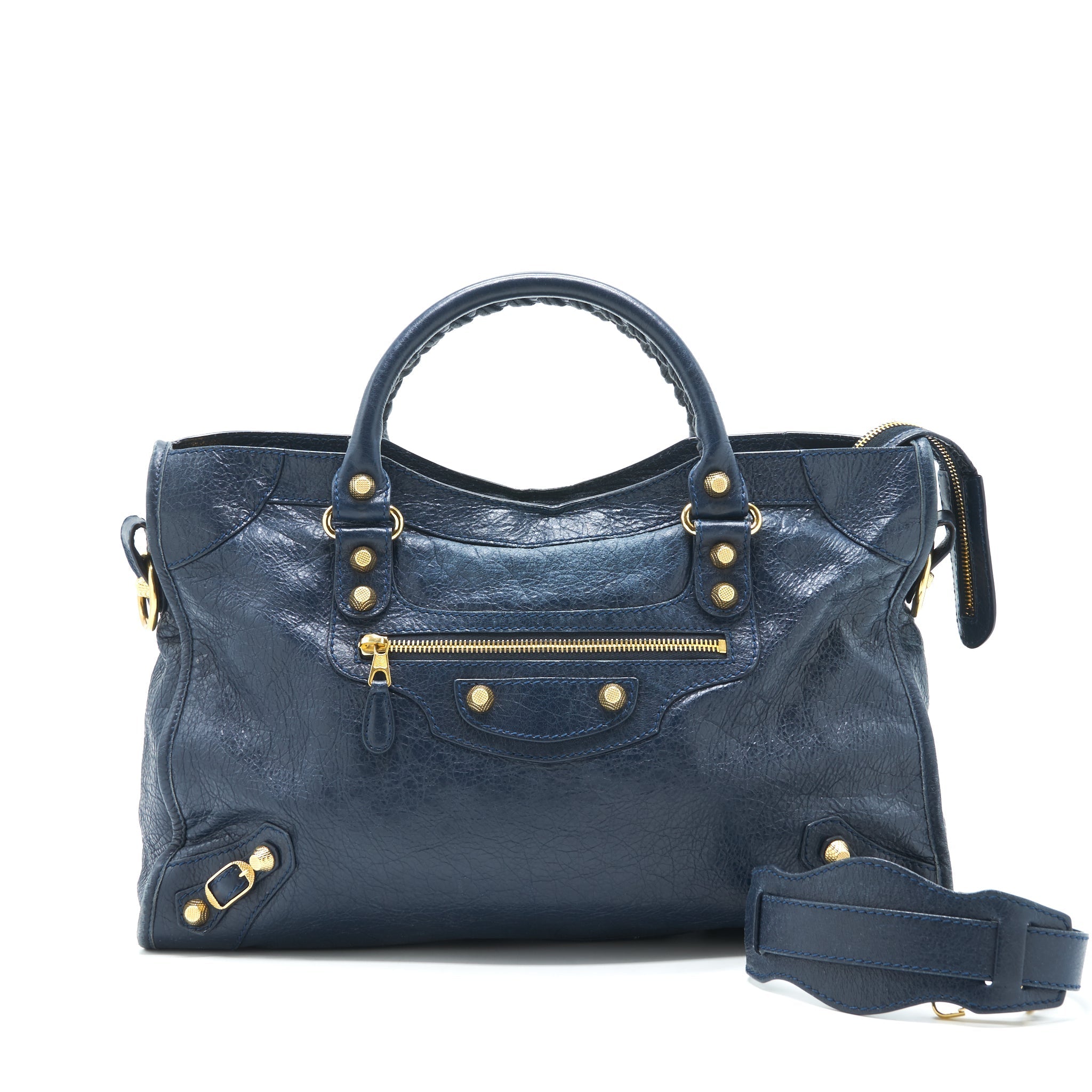 BALENCIAGA CLASSIC CITY BAG NAVY GHW