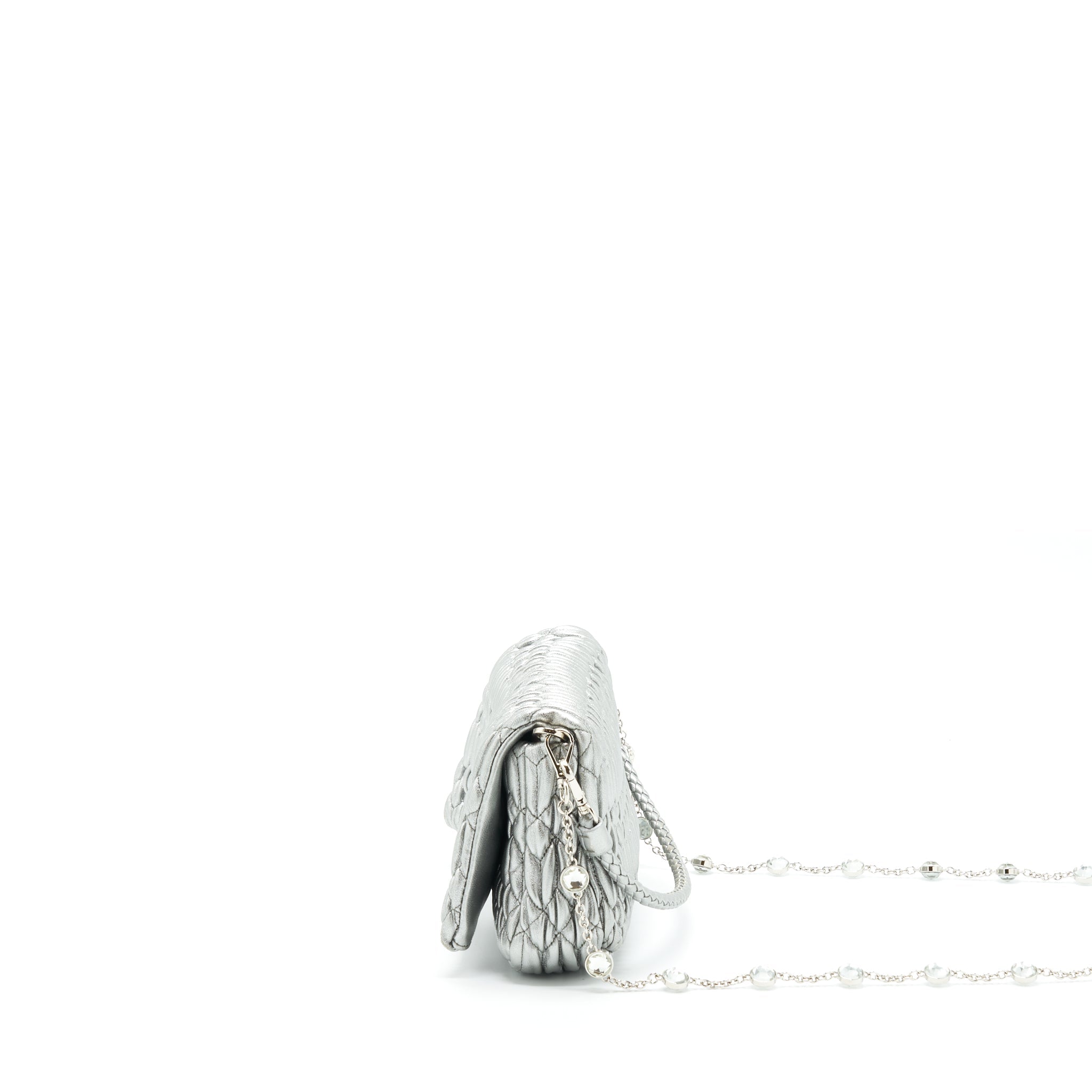 MIU MIU ICONIC CRYSTAL CLOQUE NAPPA SILVER SHW