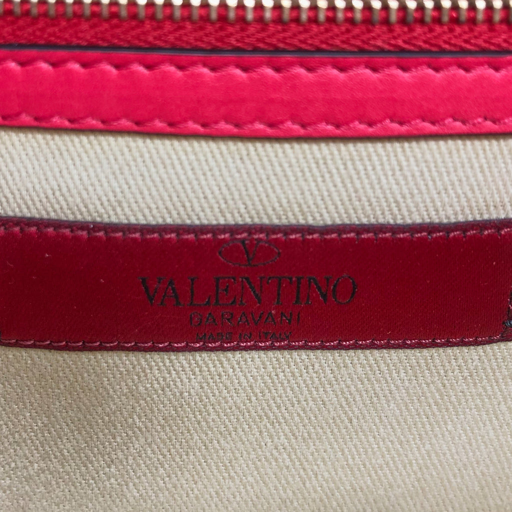 VALENTINO GARAVANI GLAM LOCK LEATHER CROSSBODY BAG RED