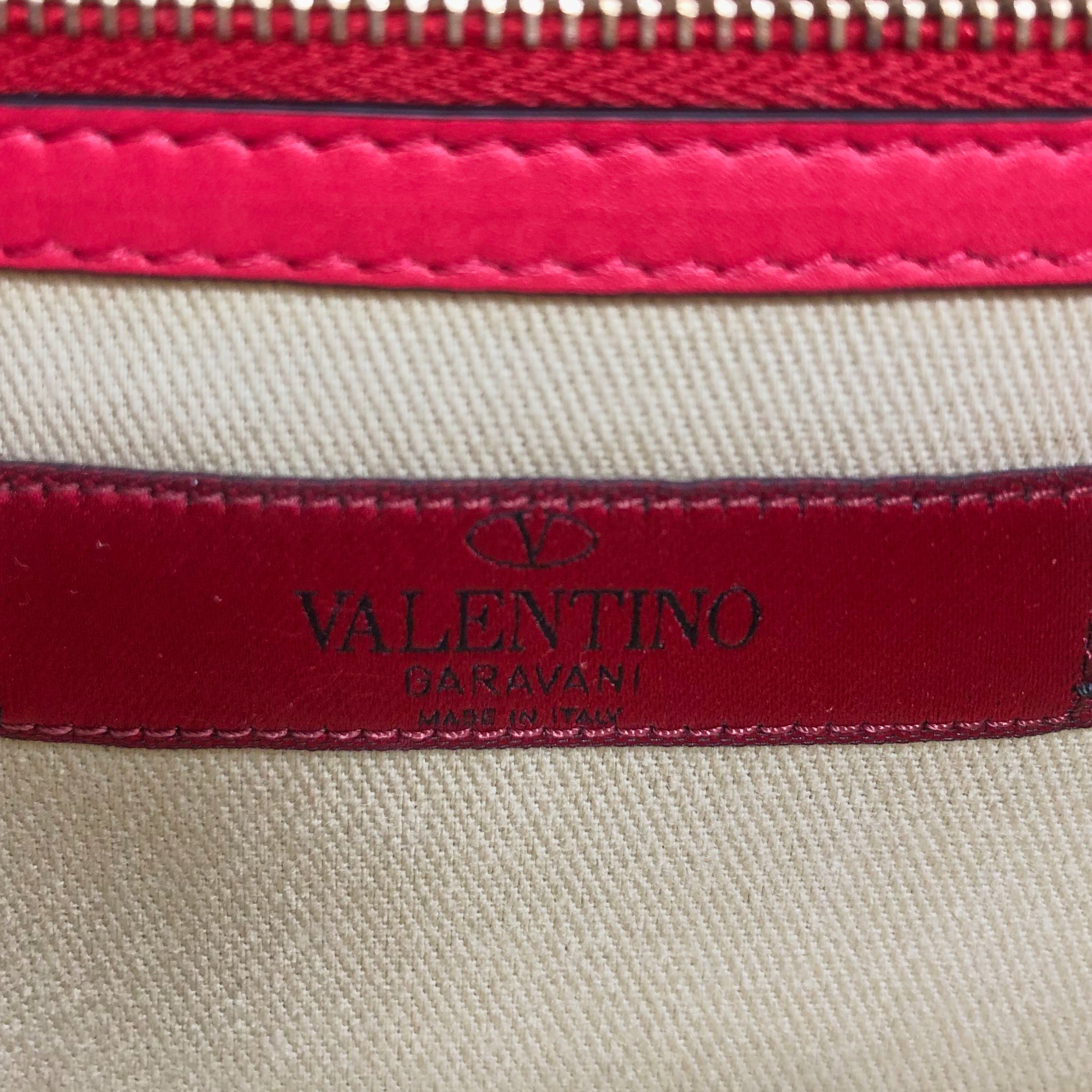 VALENTINO GARAVANI GLAM LOCK LEATHER CROSSBODY BAG RED