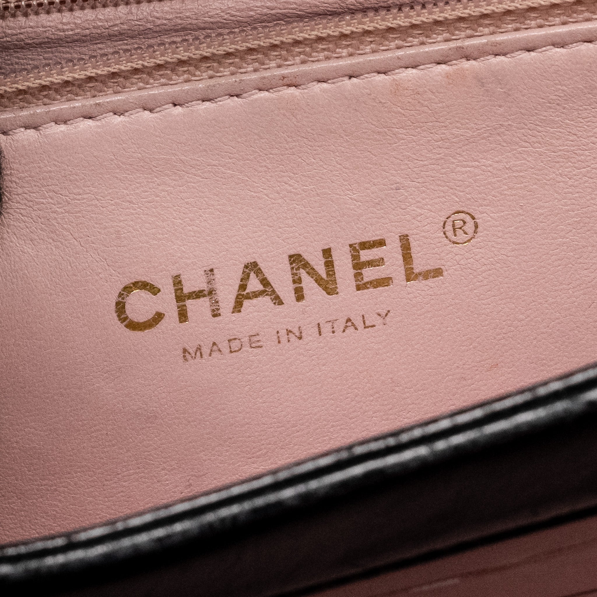 CHANEL QUILTED FLAP BAG WITH GIANT CHAIN HANDLE CALFSKIN BLACK GHW