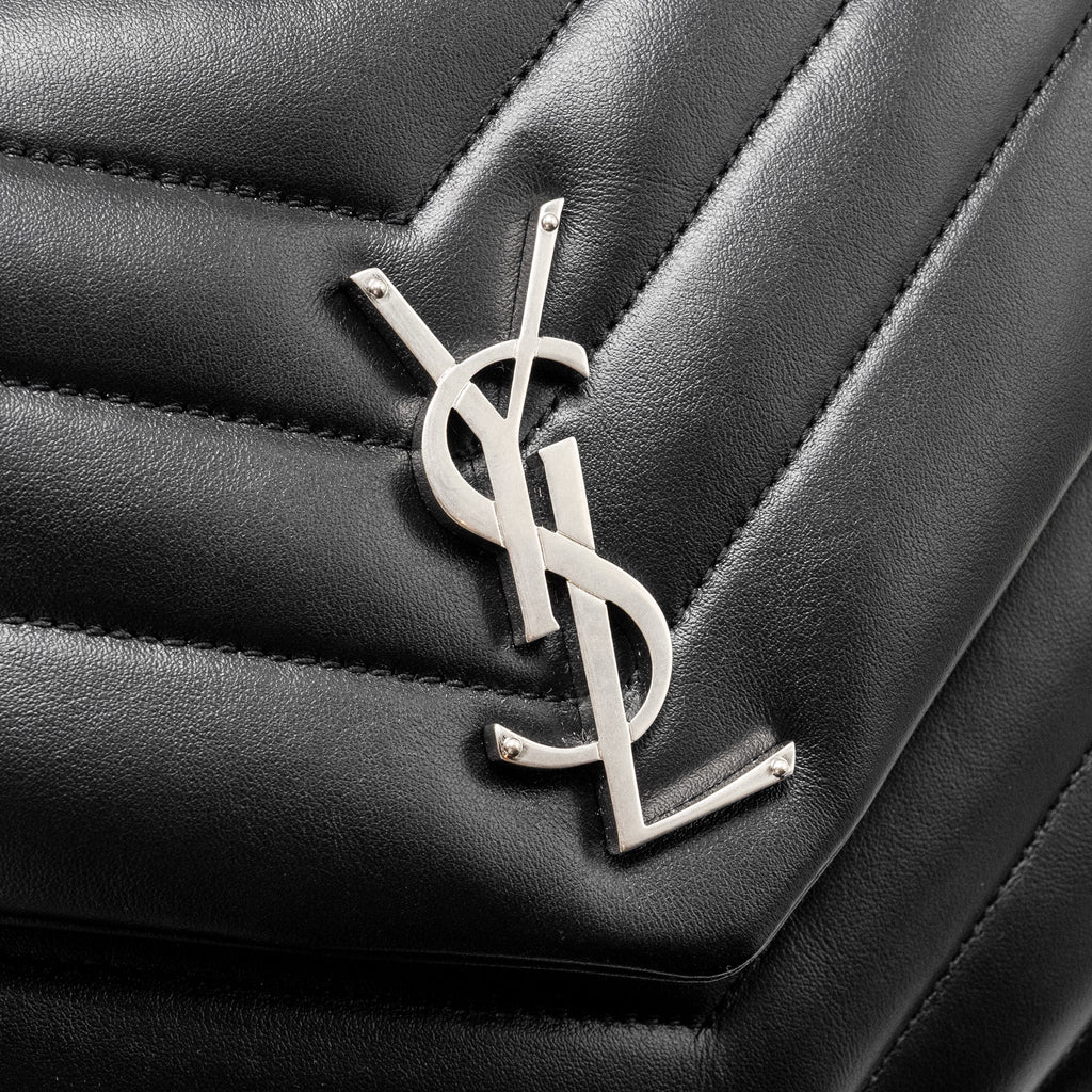 SAINT LAURENT MEDIUM LOULOU SHOULDER BAG CALFSKIN BLACK SHW