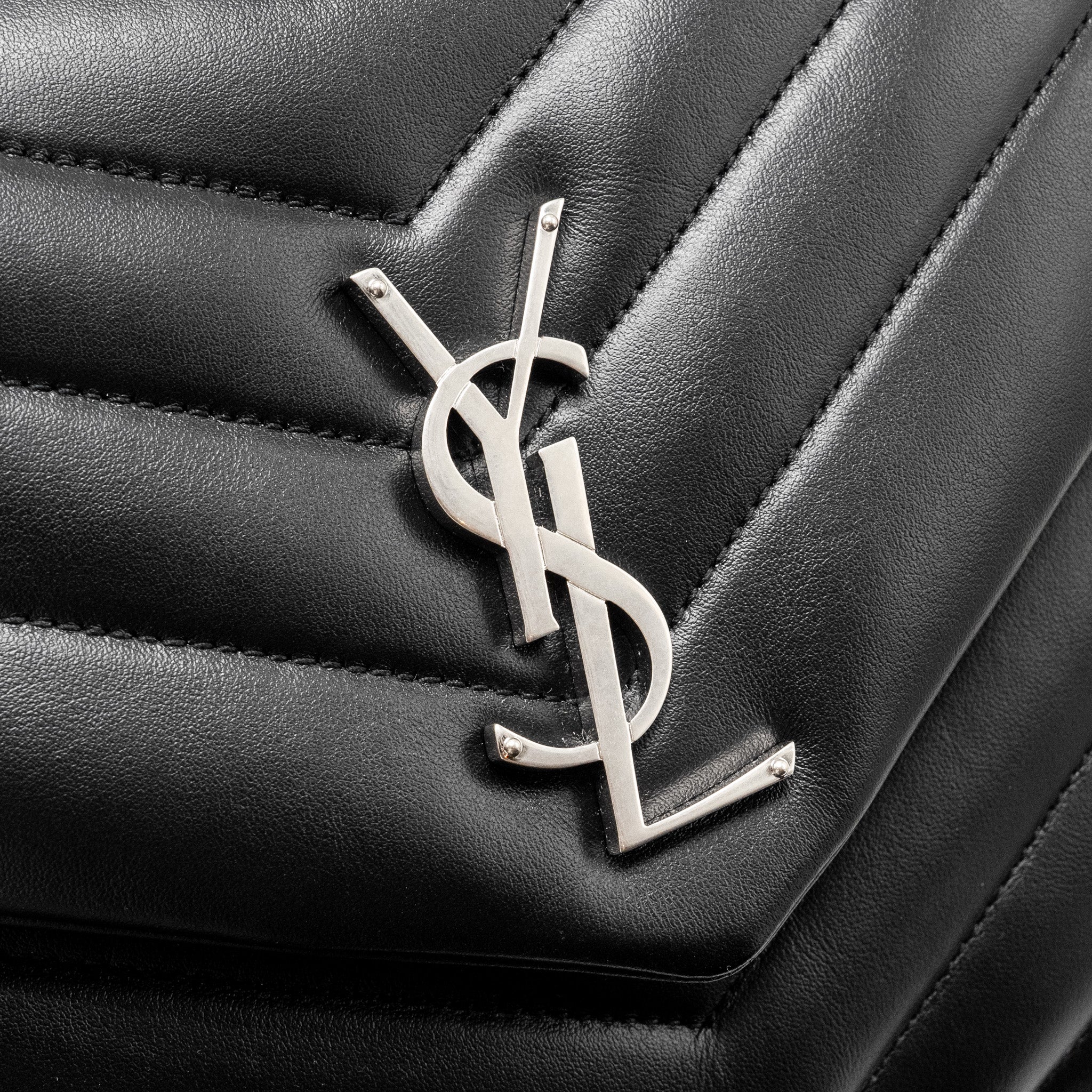 SAINT LAURENT MEDIUM LOULOU SHOULDER BAG CALFSKIN BLACK SHW