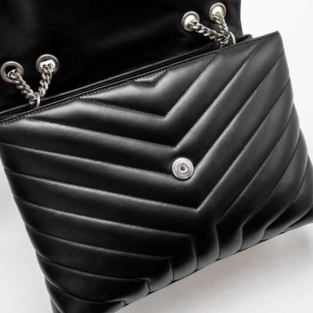 SAINT LAURENT MEDIUM LOULOU SHOULDER BAG CALFSKIN BLACK SHW