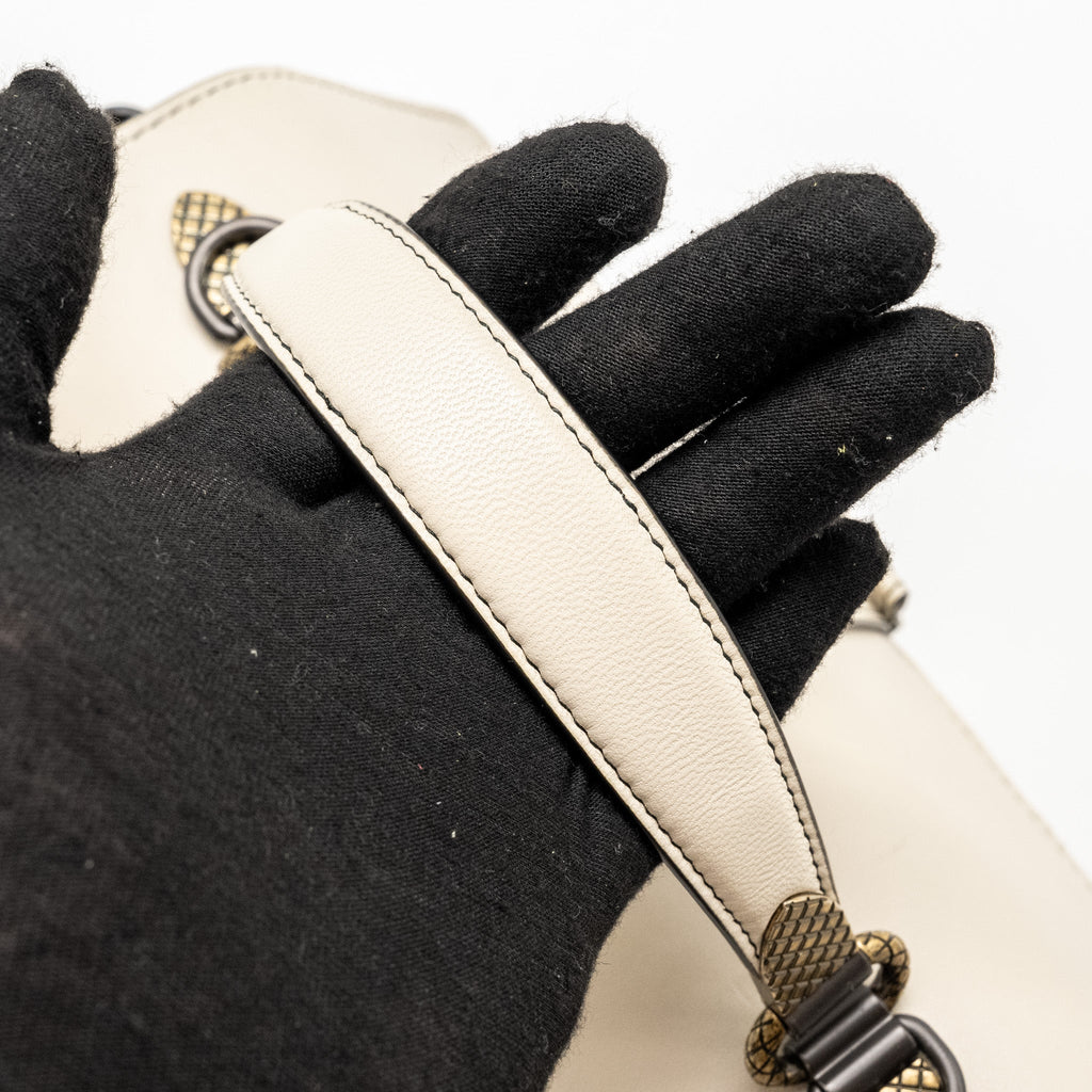 BOTTEGA VENETA TOP HANDLE PIAZZA BAG NAPPA WHITE/BEIGE/LIGHT BROWN MULTICOLOUR HARDWARE