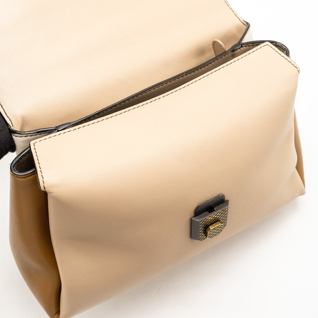 BOTTEGA VENETA TOP HANDLE PIAZZA BAG NAPPA WHITE/BEIGE/LIGHT BROWN MULTICOLOUR HARDWARE