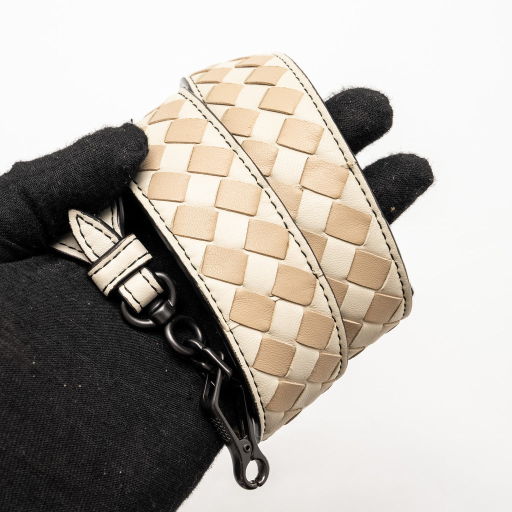 BOTTEGA VENETA TOP HANDLE PIAZZA BAG NAPPA WHITE/BEIGE/LIGHT BROWN MULTICOLOUR HARDWARE