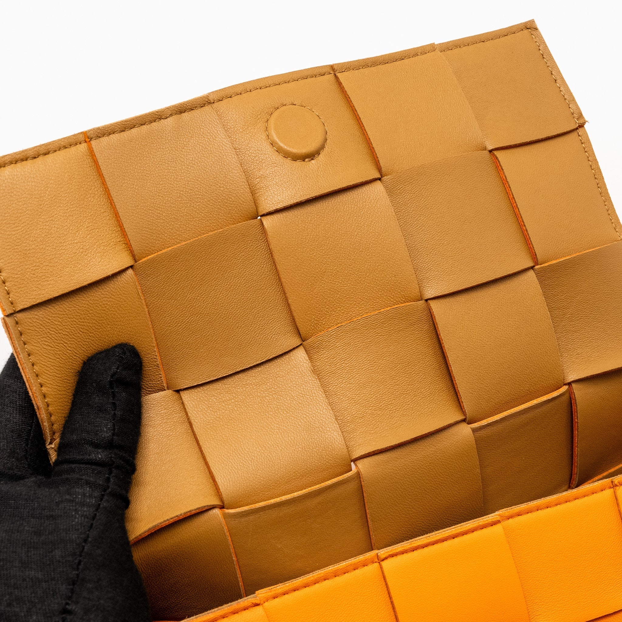 BOTTEGA VENETA SMALL CASSETTE BAG LAMBSKIN ORANGE GHW