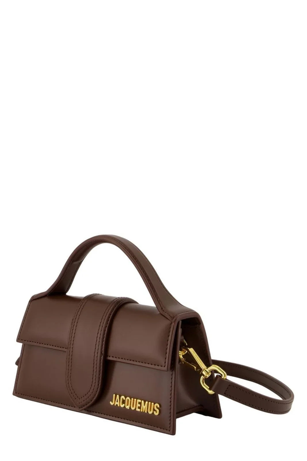 JACQUEMUS LOGO BROWN PLAQUE FOLDOVER TOP TOTE BAG