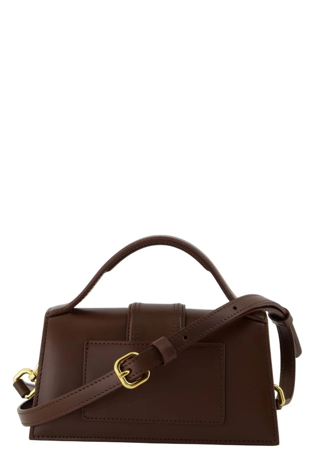 JACQUEMUS LOGO BROWN PLAQUE FOLDOVER TOP TOTE BAG